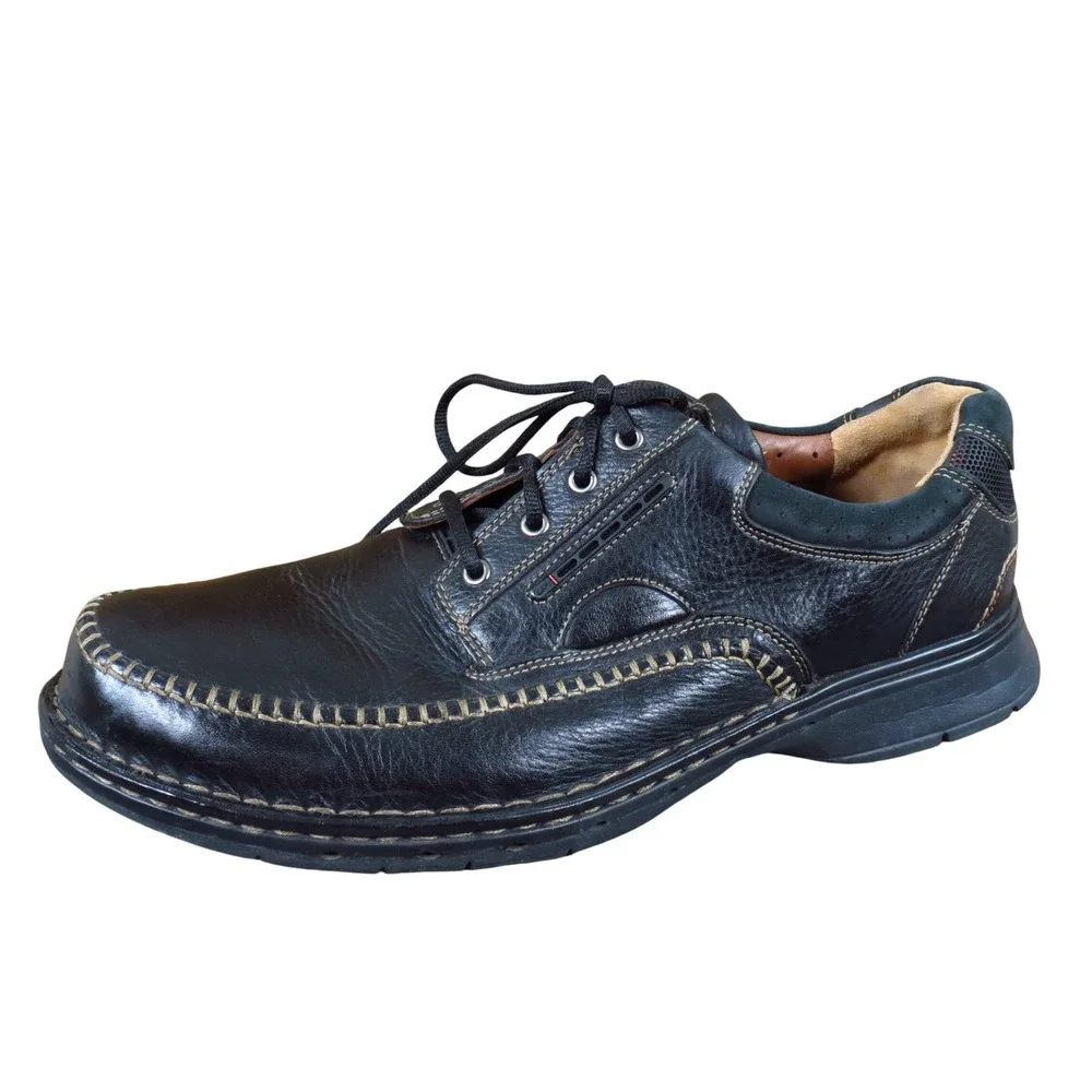 Clarks Un.Cover Men Oxford Shoe Size 13 Casual‎ Comfort Black Leather Lace Up
